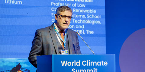 Hamidreza Gohari Darabkhani speaking at COP29 in Baku